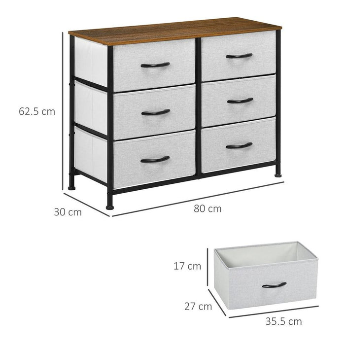 HOMCOM 6 Drawer Fabric Chest of Drawers - High Quality and Stylish Storage Solution for Home and Office