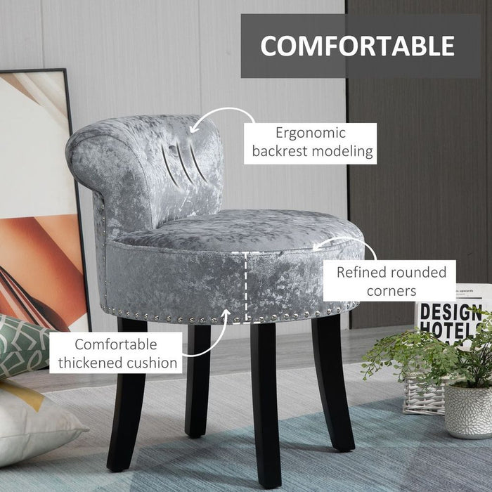 Elegant Grey Dressing Table Stool - Premium Quality & Comfortable Seating