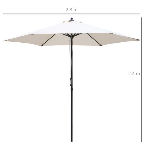 ?2.8m Patio Umbrella Parasol Outdoor Table Umbrella 6 Ribs Manual Push
