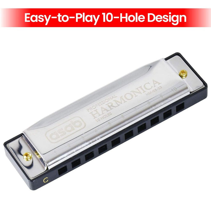 Classic Metal 10-Hole C Harmonica | Professional Quality Music Instrument