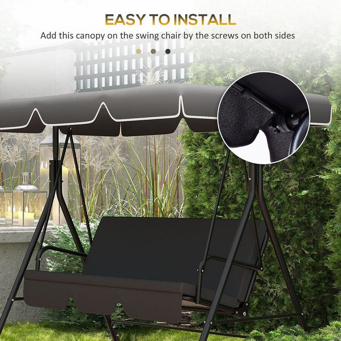 Premium Black 2 Seater Garden Swing Canopy - UV50+ Protection, Easy Installation - 200g Polyester