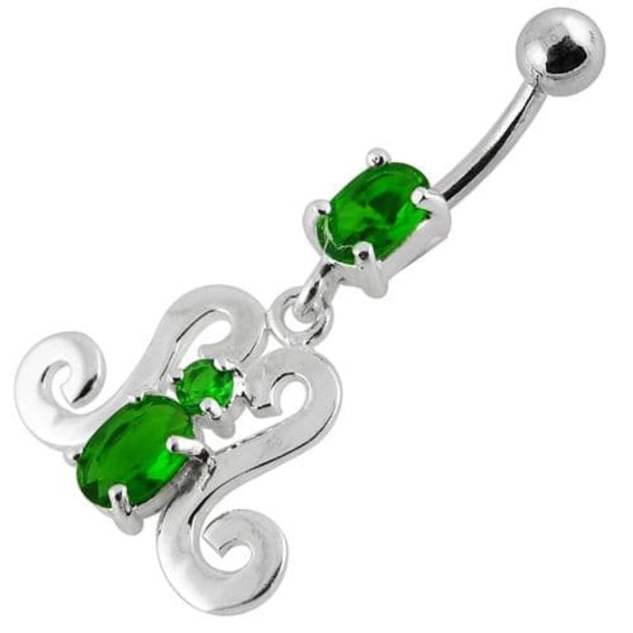 Fancy Dangling Belly Ring With SS Curved Bar