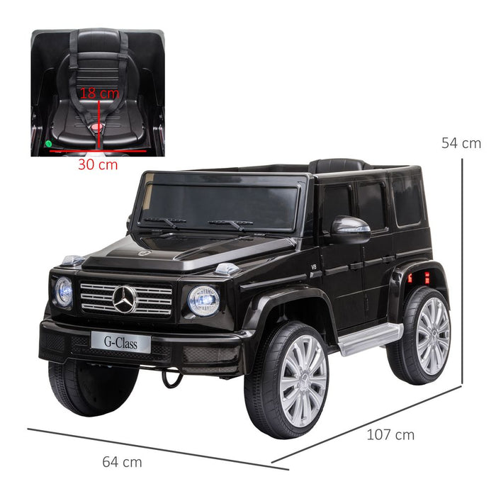 HOMCOM Mercedes Benz G500 Licensed 12V Kids Electric Ride On Car Toy with Parental Remote Control Battery-powered 2 Motors Music Lights MP3 for 3-8 Years Old Black