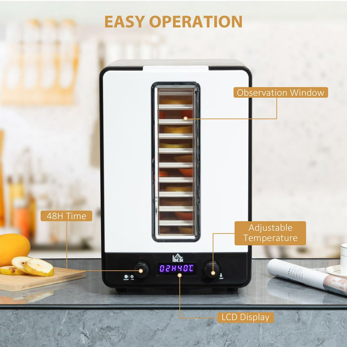 11-Tier Food Dehydrator | 550W Dryer Machine | Adjustable Temp | High Quality | White