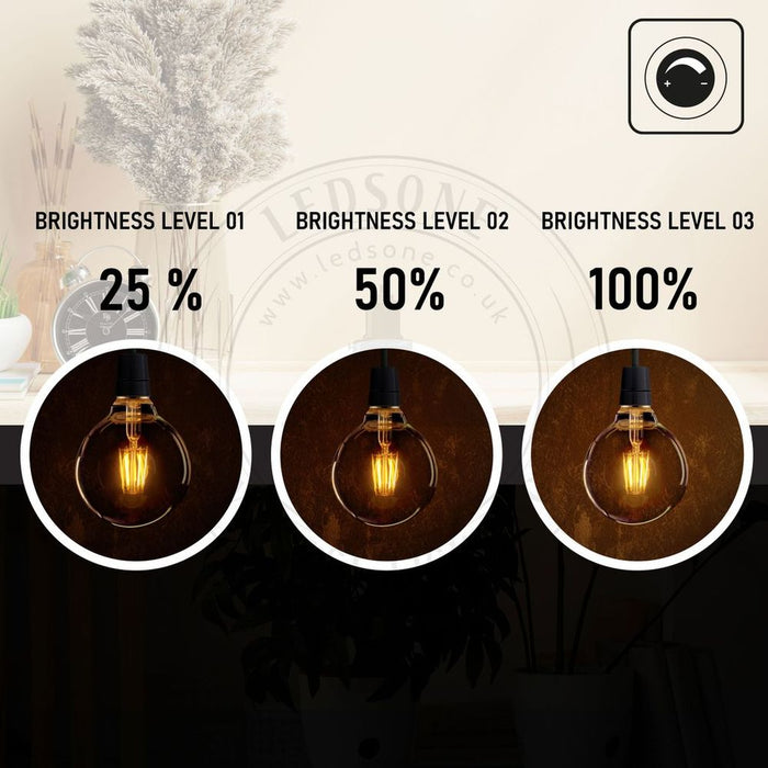 Vintage LED Filament Bulb - Retro Amber - 6 Pack - 8W - E27 Base - Energy Saving - Long Lasting