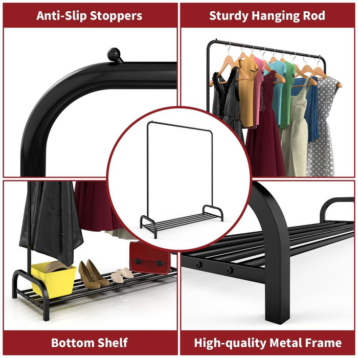 VINSANI BLACK CLOTHES RAIL & SHOE RACK - Keep Your Home Organized & Stylish - Durable & Easy to Assemble - High-Quality & Multifunctional