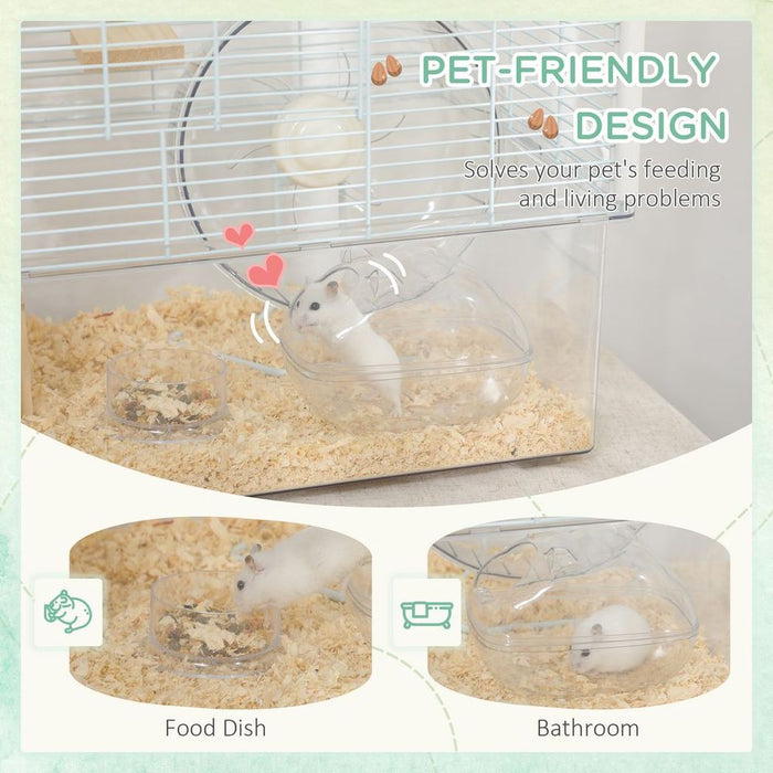 PawHut Hamster Cage - Spacious w/ Deep Bottom, Ramp, Exercise Wheel - Perfect for All Small Pets. Quality & Detail-Oriented Seller