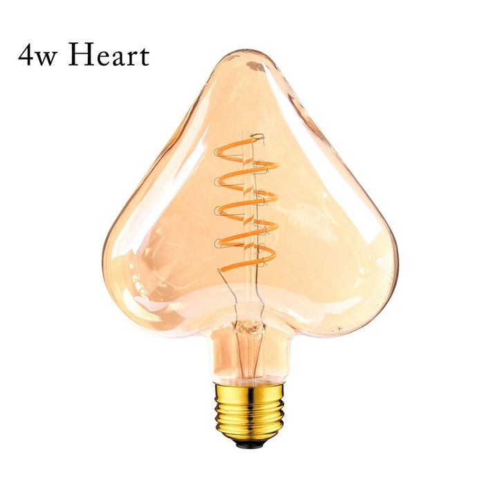 3 Pack LED Soft Light Heart E27 4W Filament Glass Retro Warm White