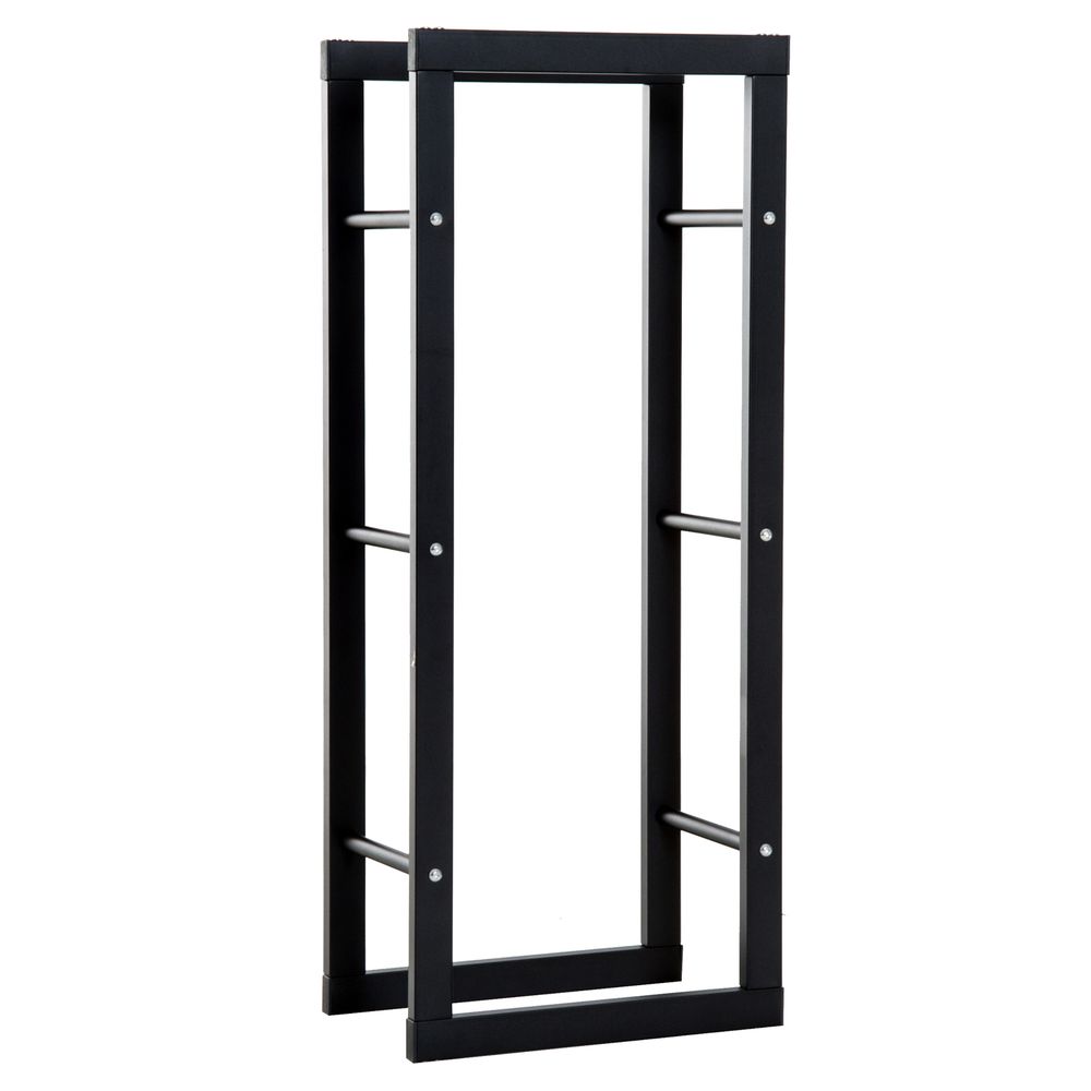 Tall Metal Firewood Log Holder Rack Double Tier Fireplace Log Storage ...