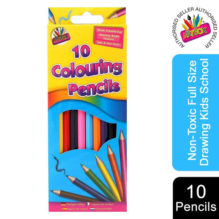 ArtBox 10 Colouring Pencils - High Quality, Safe & Non-Toxic - Full Size