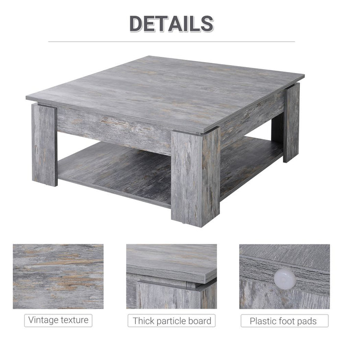 Stylish and Sturdy Wood Grain Coffee Table - Scratch Resistant, 2 Tier Design - Holds up to 60kg - Perfect for Any Room!