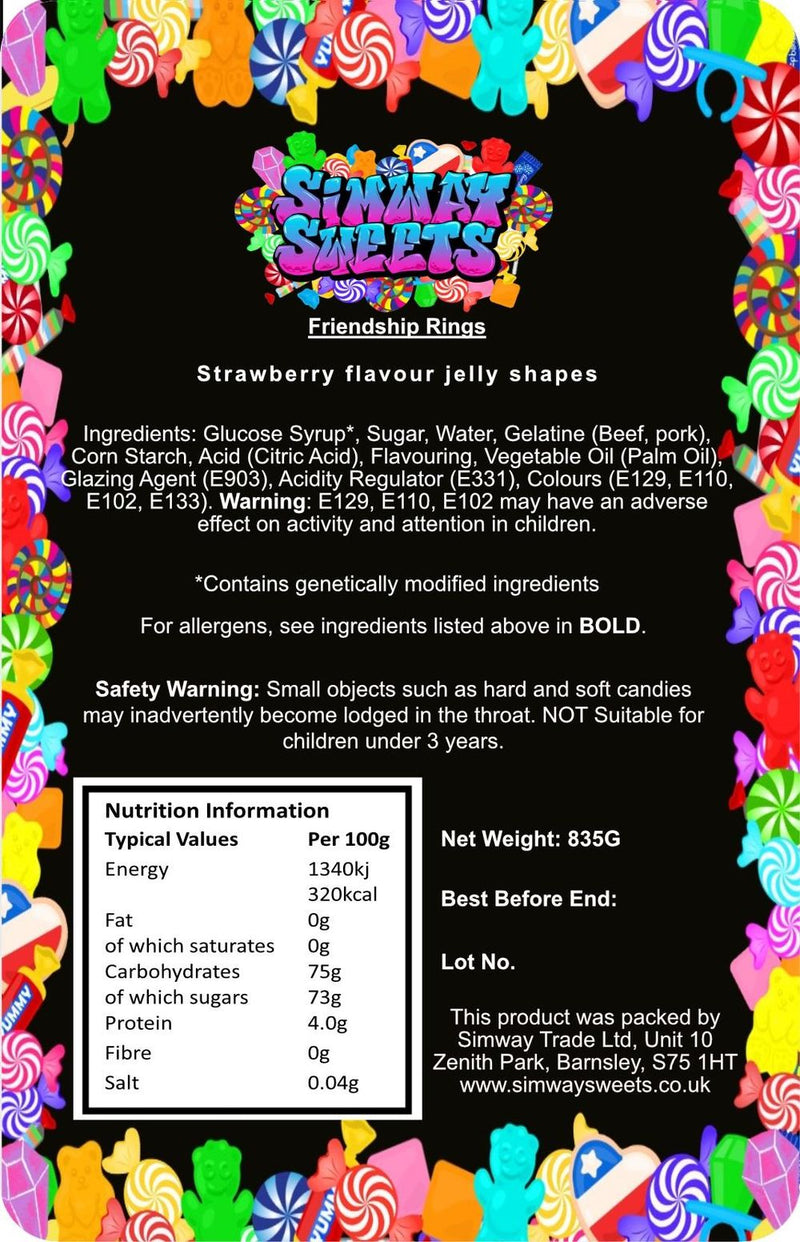 Assorted Jellies Gummy Retro Sweets Jar | Friendship Rings | Gift Ideas