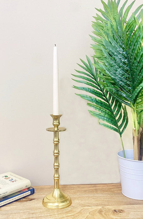 Premium Brass Metal Dinner Candlestick - 30cm Height, 10cm Base - High Quality