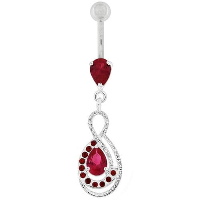 Tear Drop CZ with Fusion Infinity Dangling Belly Button Ring