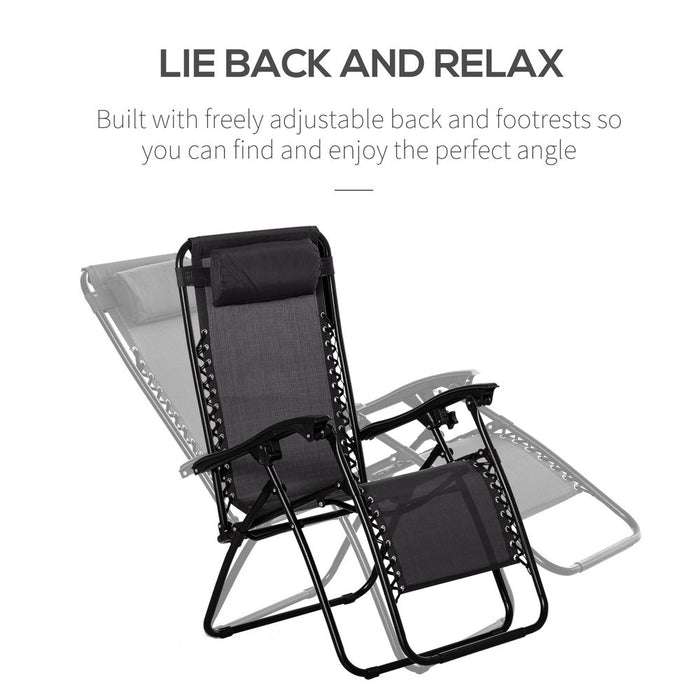 Premium Black Zero Gravity Chairs Set with Table & Cup Holders - Outsunny