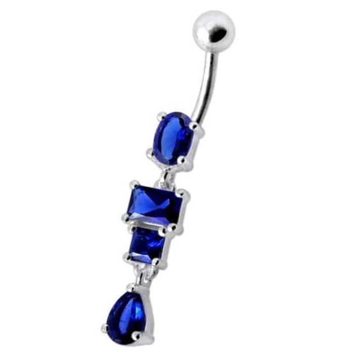 Fancy Studded Dangling Body Jewelry Curved Belly Ring