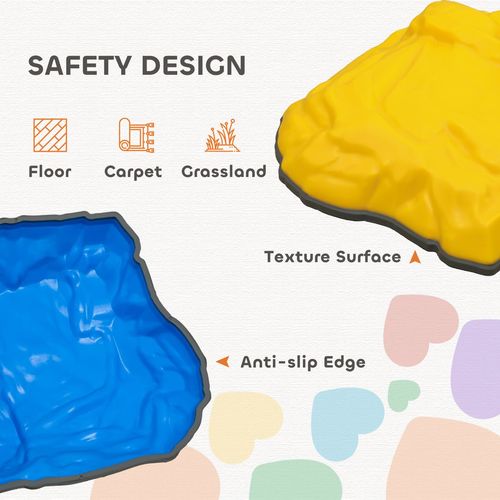 AIYAPLAY Balance Stepping Stones for Kids, 9 PCS River Stones Non-slip Bottom