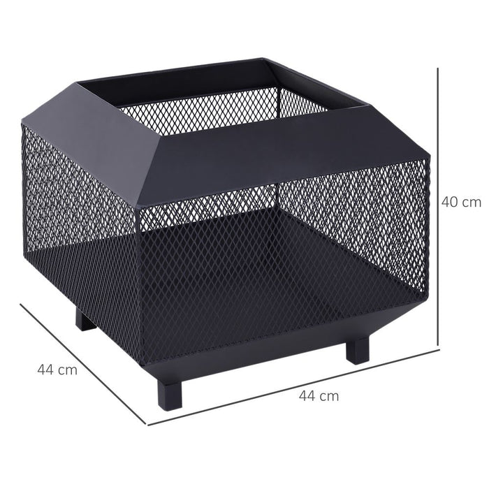 Outsunny Fire Pit, Square Steel-Black | Quality Outdoor Heating