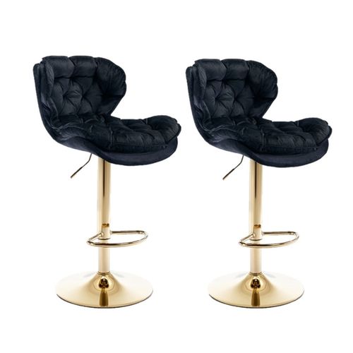 Bar Stools Set of 2 for a matching look for Home Bar Kitchen Black Velvet Metal