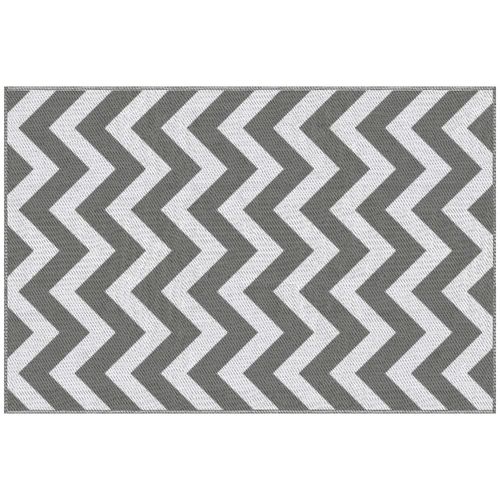 Outsunny Outdoor Rug, 1.2 x 1.8m Patio Floor Mat, Grey & White