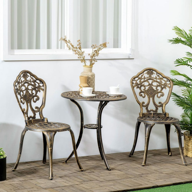 Premium 3-Piece Cast Aluminium Bistro Set with Parasol Hole - Perfect for Balcony or Patio!