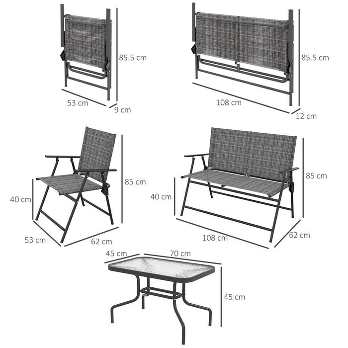 Outsunny Patio Furniture Set - Table, Foldable Chairs, Loveseat - Premium Quality, Stylish Design!