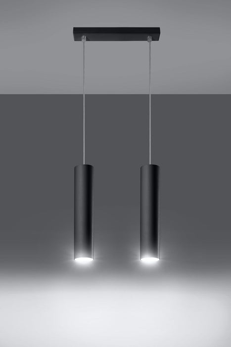 Pendant lamp LAGOS 2 - Black Round Tube Shape - Modern Loft Design - LED GU10