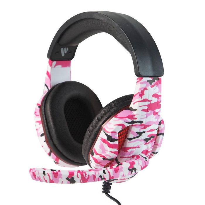 Vybe Camo Gaming Headset for PS, Xbox & PC with AUX-in Support, Diva Pink