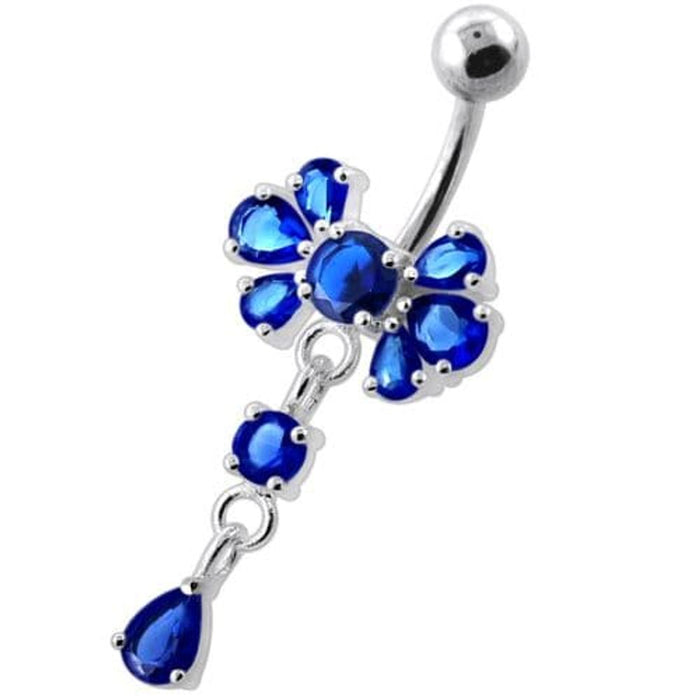 Fancy Flower Jeweled Navel Belly Ring