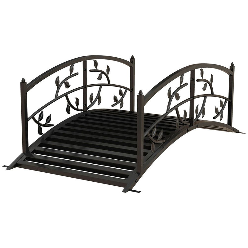 Outsunny 1.2M Classic Arch Bridge for Ponds, Creeks, Streams - Elegant Black Design