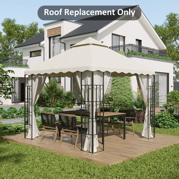 Outsunny 3x3 Gazebo Canopy Replacement - Cream, 2-Tier Roof, Premium Quality