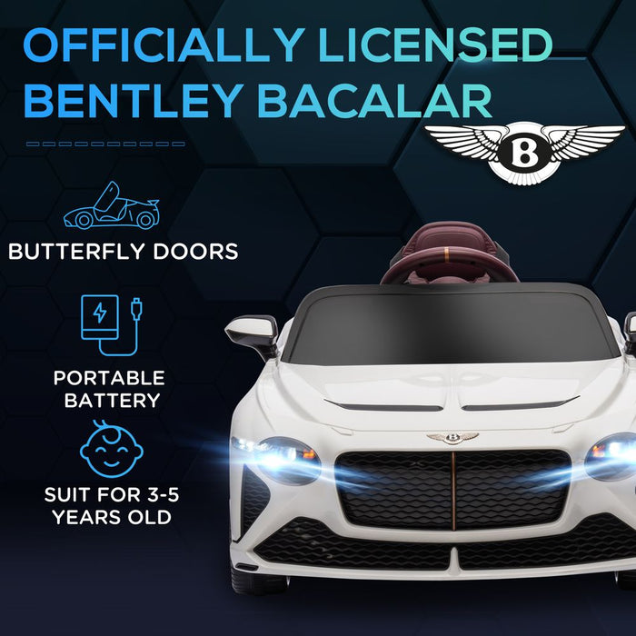 Bentley Bacalar 12V Kids Electric Car - White | Licensed | Portable Battery