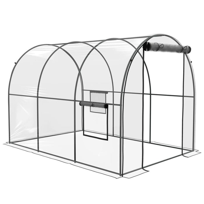 Outsunny 3 x 2 x 2m Polytunnel Greenhouse with Door, Windows, Steel Frame