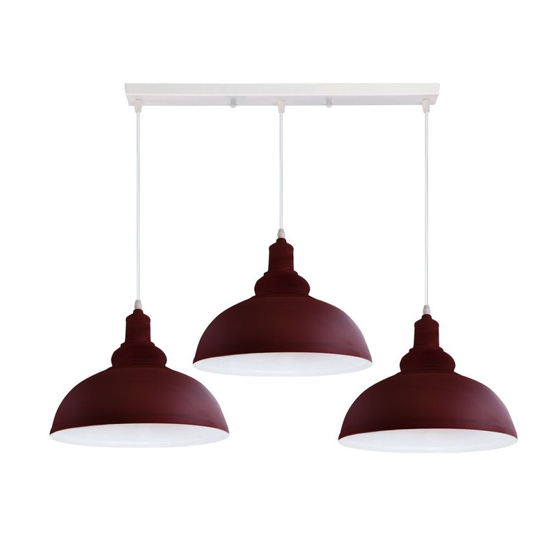 Industrial Vintage Loft Kitchen Bar 3 Lights Fittings Ceiling Curvy Metal E27