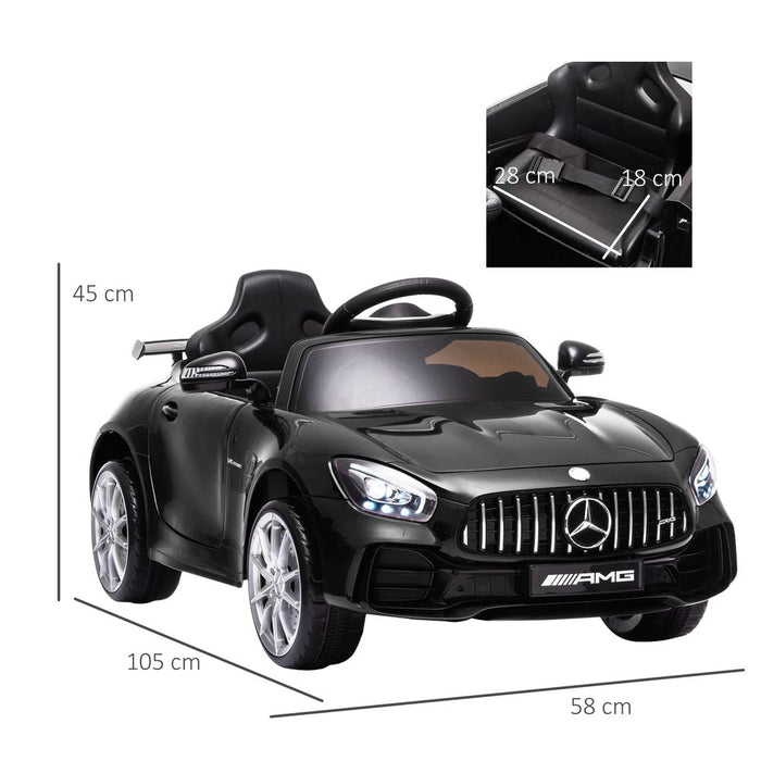 HOMCOM Mercedes Benz AMG GTR Licensed 12V Kids Electric Ride On Car with Parental Remote Control Music Lights MP3 Suspension Wheels for 3-5 Years Old Black