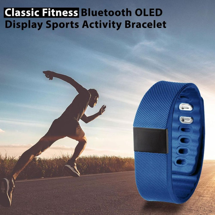 BAS-Tek Classic Fitness Bluetooth Sports Activity Bracelet - Navy