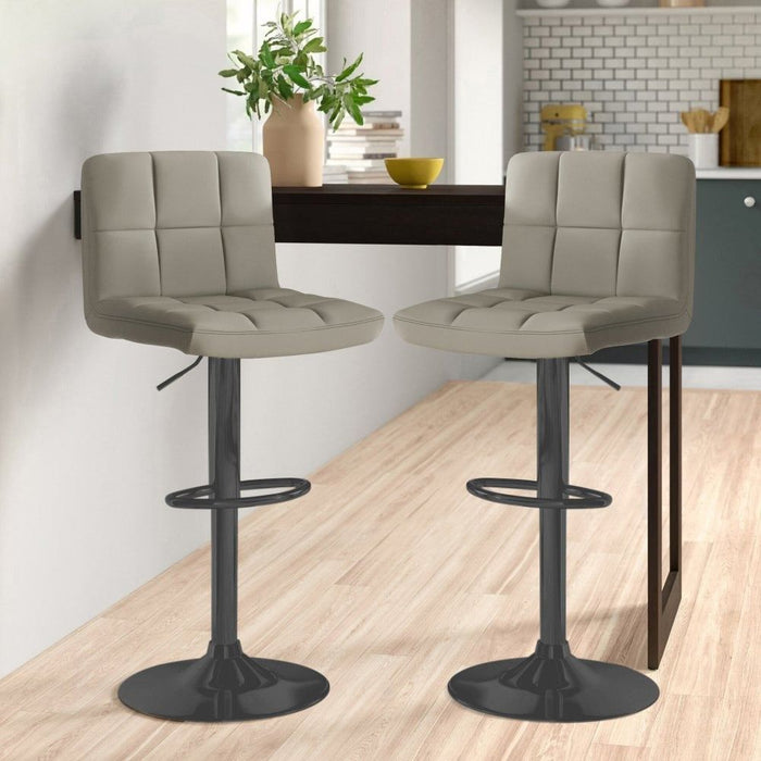 Faux Leather Bar Stool with Matt Black Leg