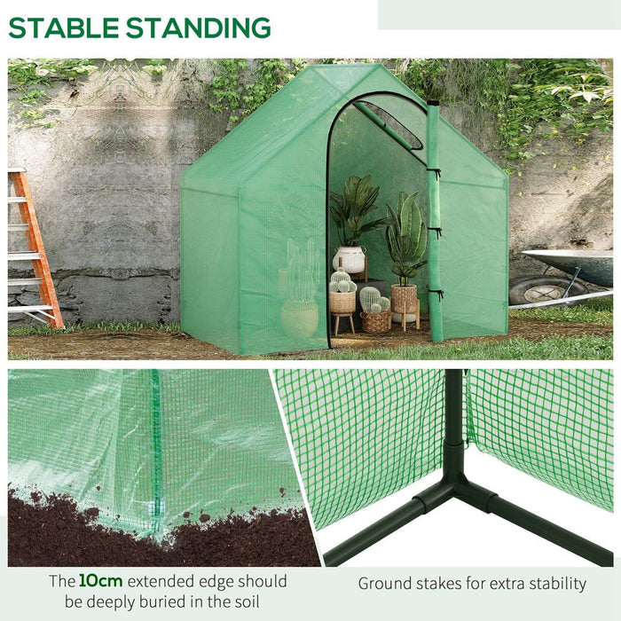 Outsunny Walk-In Portable Greenhouse Mini Grown House Steel Frame Window Green