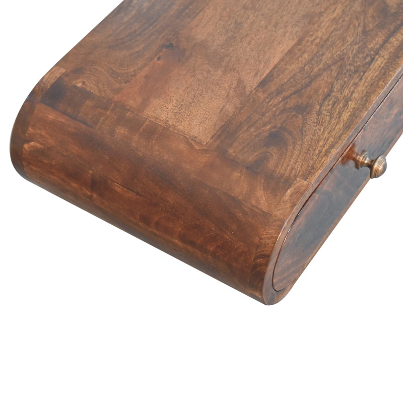 Artisan Furniture Solid Wood Wall Mounted California Walnut Console Table, 2 Drawers, Brown