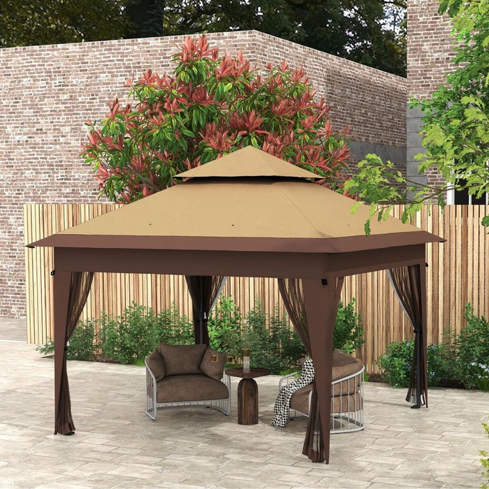 Ultimate Outdoor Gazebo: Outsunny 3x3m Pop Up Instant Shelter w/ Mosquito Netting - Khaki