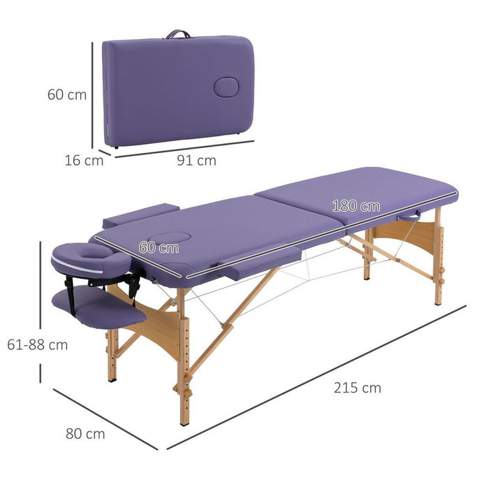 Premium Purple Folding Massage Bed - Portable Spa Table for Beauty Treatments - Sturdy & Adjustable - Carry Bag Included