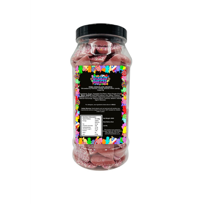 Pink Chocolate Hearts Jazzles Snowies Jazzies Retro Sweets Gift Jar