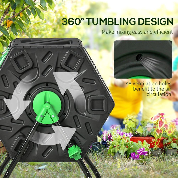 Outsunny 65L Garden Compost Bin: Efficient, Compact Rotating Composter with Steel Legs