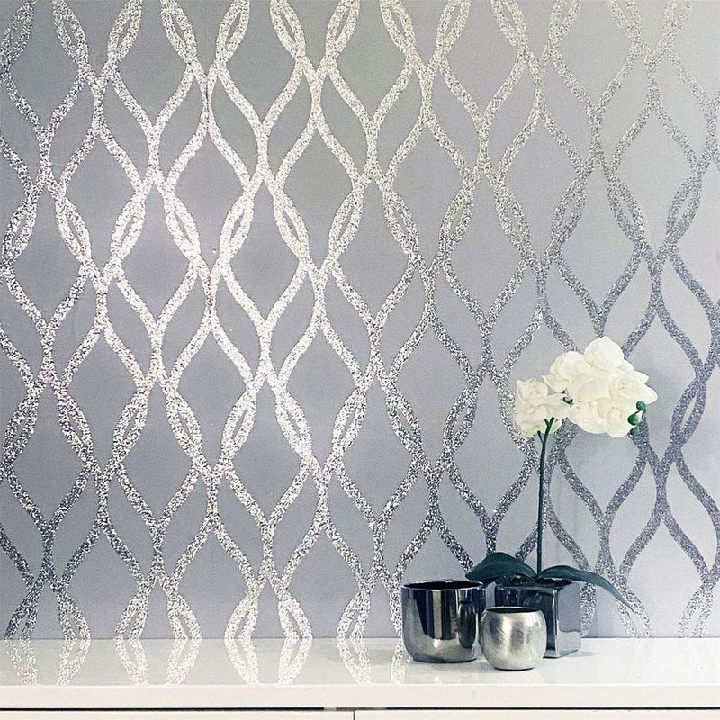 Luxury Sequin Trellis Grey/Silver Throw Pillow Cover - High Quality & Stylish Home Decor Accent