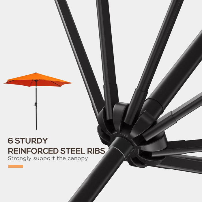 Patio Umbrella Parasol Sun Shade Garden Aluminium Orange 2.7M Outsunny