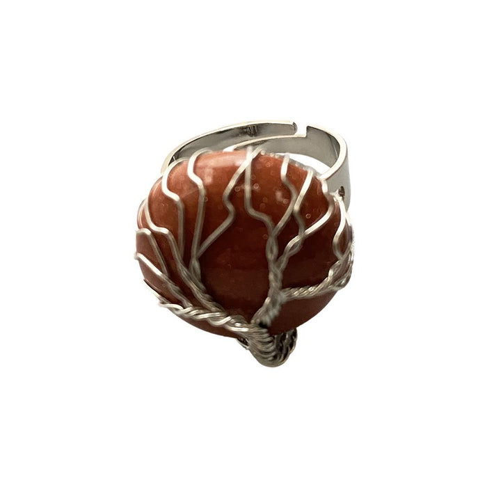 Elegant Tree of Life Ring, 2cm - Handcrafted Wire Wrap Jewelry with Natural Stone - Unique and Versatile!