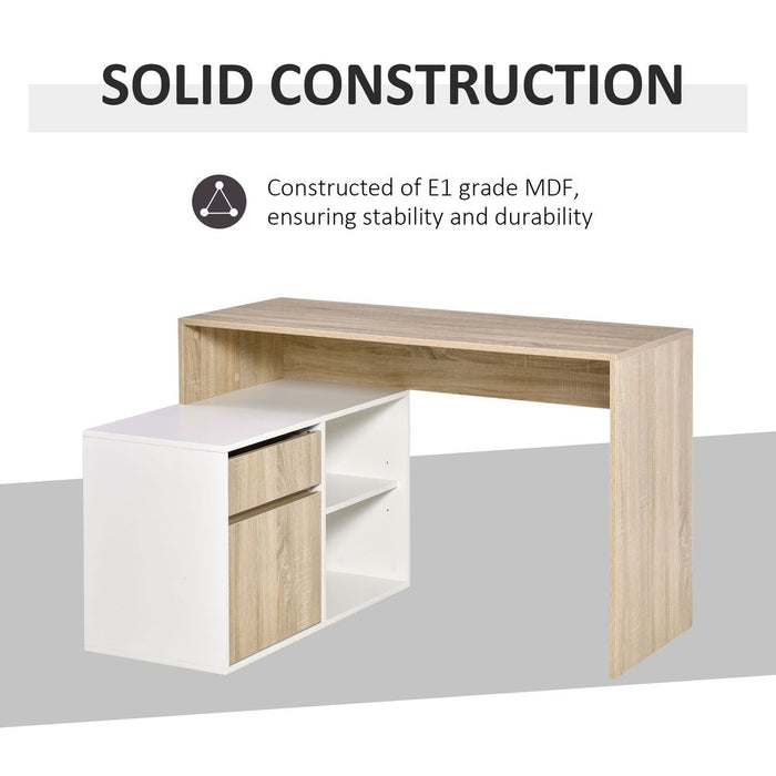 L-Shaped Corner Computer Desk - Oak and White