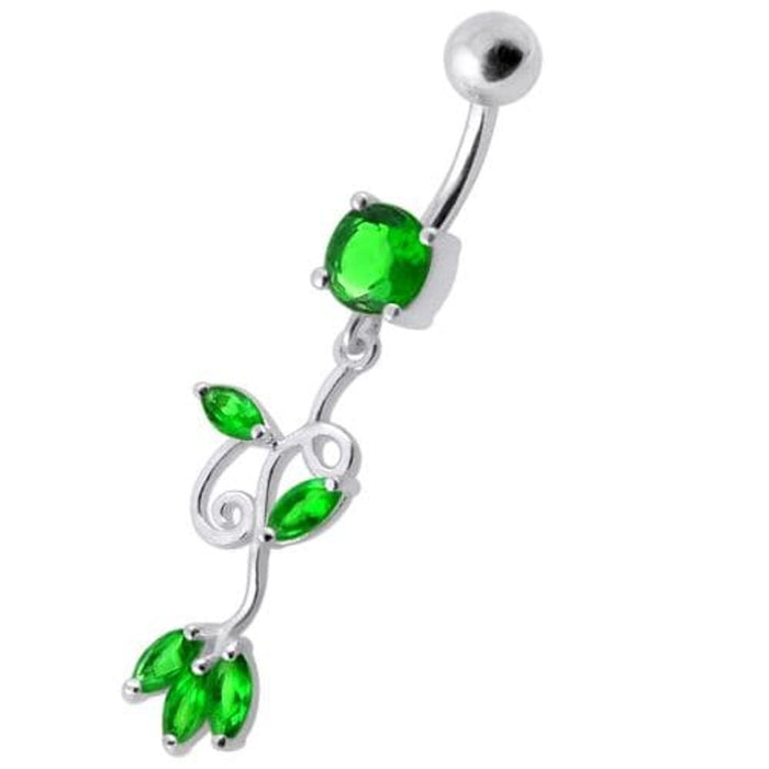 Fancy Multi Colored Jeweled Dangling Navel Belly Button Ring