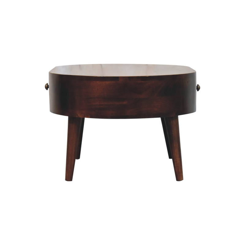 Artisan Furniture Solid Wood California Walnut Rounded Coffee Table, 2 Drawers, Dark Brown
