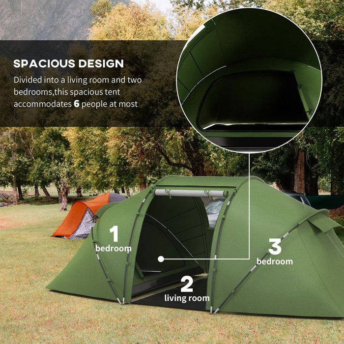 Outsunny 4-6 Person Camping Tent Dome - Spacious, Waterproof, UV Resistant - Perfect for Family Travel, Group Hiking, and Fishing